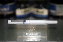 Load image into Gallery viewer, Z-Parker 25 Mk III - Epoxy Resin White with Blue Trim - Medium Point Nib