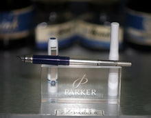 Load image into Gallery viewer, Z-Parker 25 Mk III - Epoxy Resin White with Blue Trim - Medium Point Nib