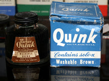 Load image into Gallery viewer, Z-Parker Quink Ink - 2 oz Bottle of Washable Brown Ink (90% Full) - 1930s Vintage