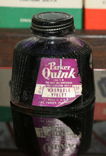 Load image into Gallery viewer, Z-Parker Quink Ink - 2 oz Bottle of Washable Violet Ink (90% Full) - 1930s Vintage