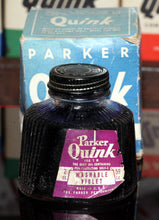 Load image into Gallery viewer, Z-Parker Quink Ink - 2 oz Bottle of Washable Violet Ink (90% Full) - 1930s Vintage