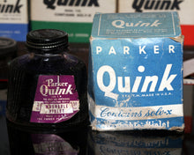 Load image into Gallery viewer, Z-Parker Quink Ink - 2 oz Bottle of Washable Violet Ink (90% Full) - 1930s Vintage