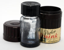 Load image into Gallery viewer, Z-Vintage Quink Ink - 1oz Bottle inside Brown Bakelite Cannister - 1930s Vintage