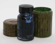 Load image into Gallery viewer, Z-Vintage Quink Ink - 1oz Bottle inside Marbled Green Bakelite Cannister - 1930s Vintage