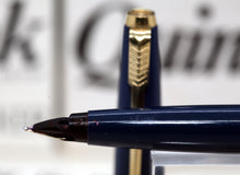 Load image into Gallery viewer, Z-Parker 45 TX - Electric Blue Epoxy Resin on Brass with 14ct Gold "M" Nib (P966)