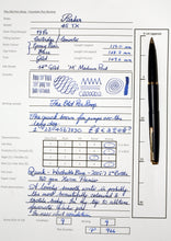 Load image into Gallery viewer, Z-Parker 45 TX - Electric Blue Epoxy Resin on Brass with 14ct Gold "M" Nib (P966)