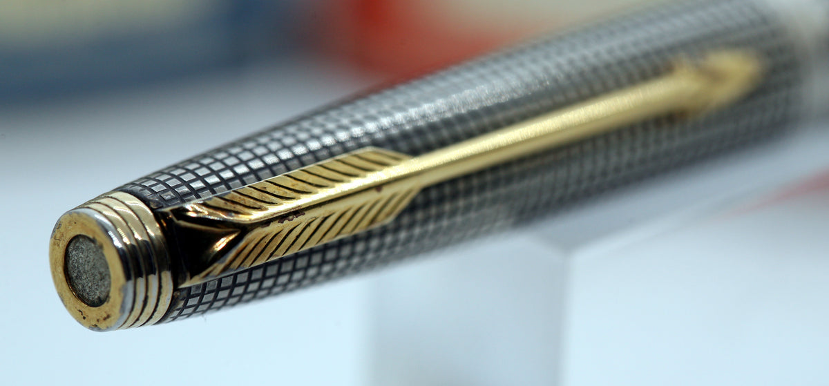 【美品】PARKER 万年筆 Sterling Silver Cisele14K Z-Parker 75 - Cisele - Sterling Silver with 14ct Gold 