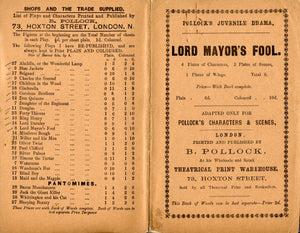 Toy Theatre - Reproduction Play - Pollock's Lord Mayor's Fool