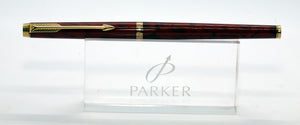 Parker 180 - Red Jasper Quartz with F/B Gold Triangular 2-Sided Nib - P0940