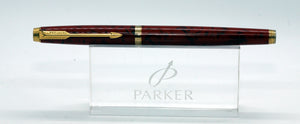 Parker 75 - Red Jasper Quartz Laque with 14ct Gold "M" Point Nib - P0997