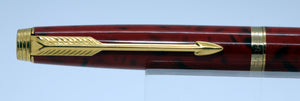 Parker 75 - Red Jasper Quartz Laque with 14ct Gold "M" Point Nib - P0997