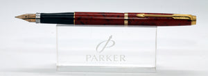 Parker 75 - Red Jasper Quartz Laque with 14ct Gold "M" Point Nib - P0997