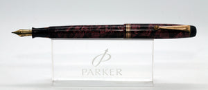 Parker Televisor Slimline - Striated Red with N - 14ct Gold Nib - P1096k