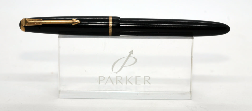 Parker Slimfold Mk II-Black with Chalk Marks with Broad Point No.5 14ct Gold Nib-P1096g