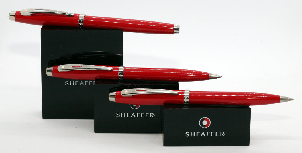 Sheaffer 100-Ferrari Red with Steel Nib-P1143 Plus Ball Point & Pencil  in Matching Set