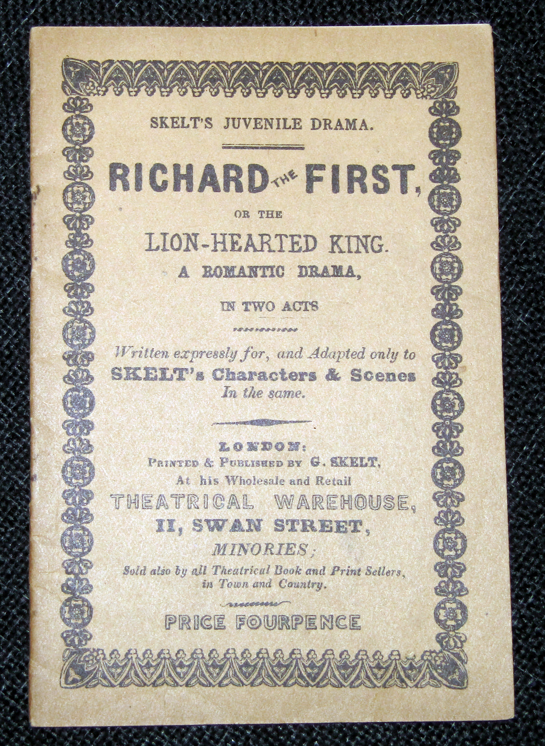 Toy Theatre - Original Playbook - G Skelt's RICHARD THE FIRST