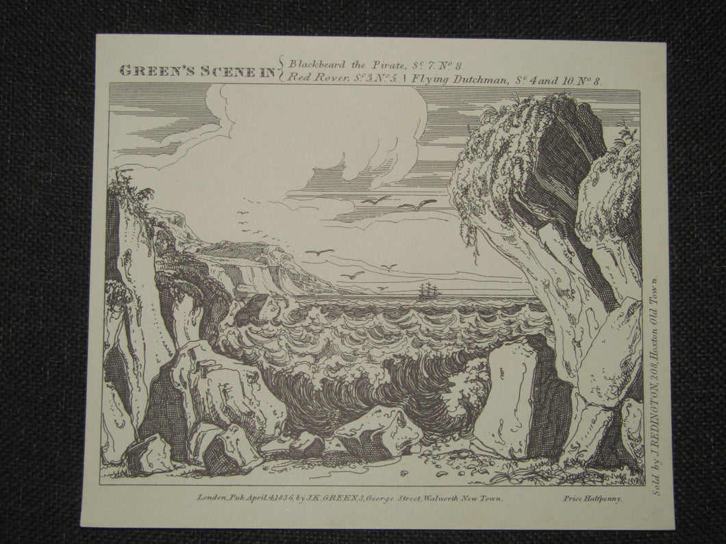 Toy Theatre - Original Sheet - Green's Scene Plate No.5 in The RED ROVER