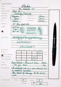 Z-Parker 45 - Turquiose Schools CT with F Fine Point 14ct Gold Nib - (P386)